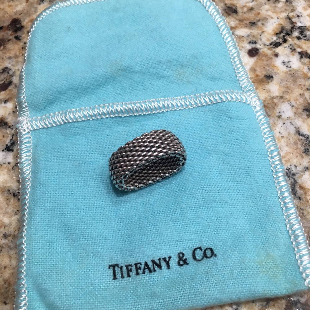 Tiffany & Co mesh sterling band ring